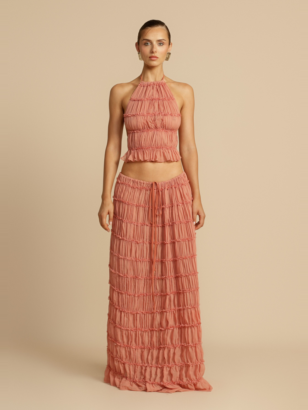 Juliette Lace Maxi Skirt in Peach — Svelte Chic