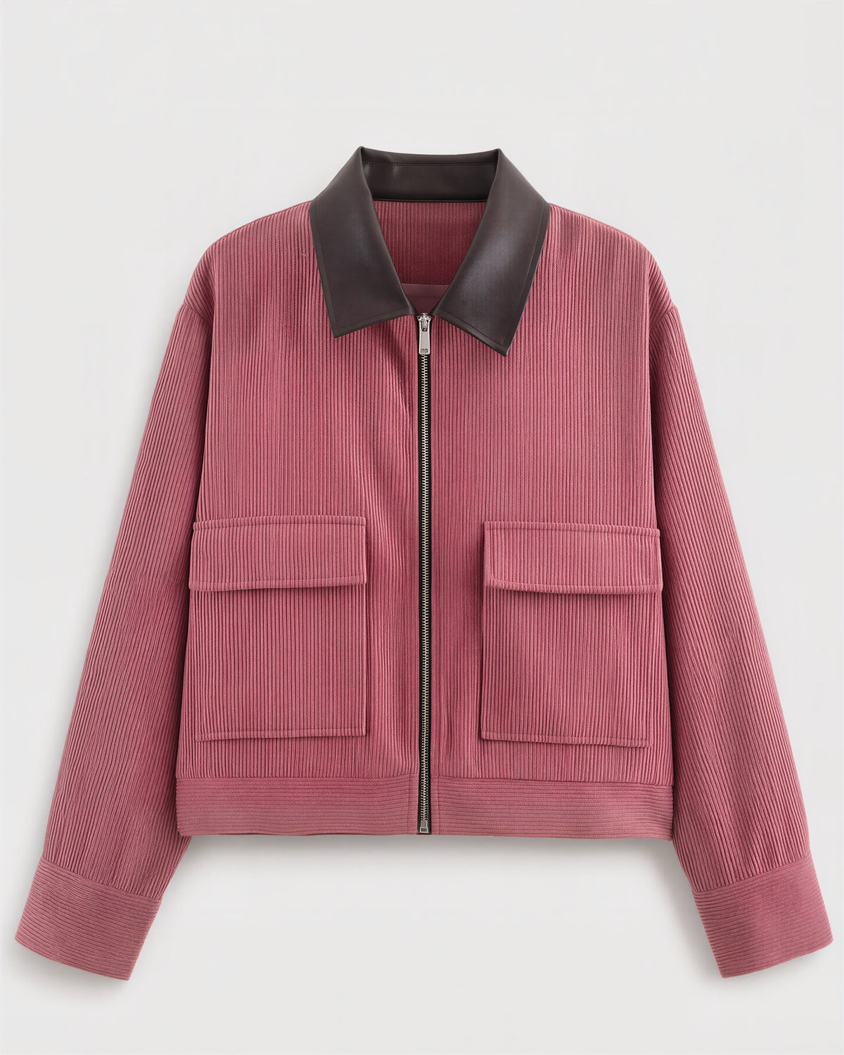 Junia Zip Front Cropped Corduroy Jacket, dusty rose, product view without a model