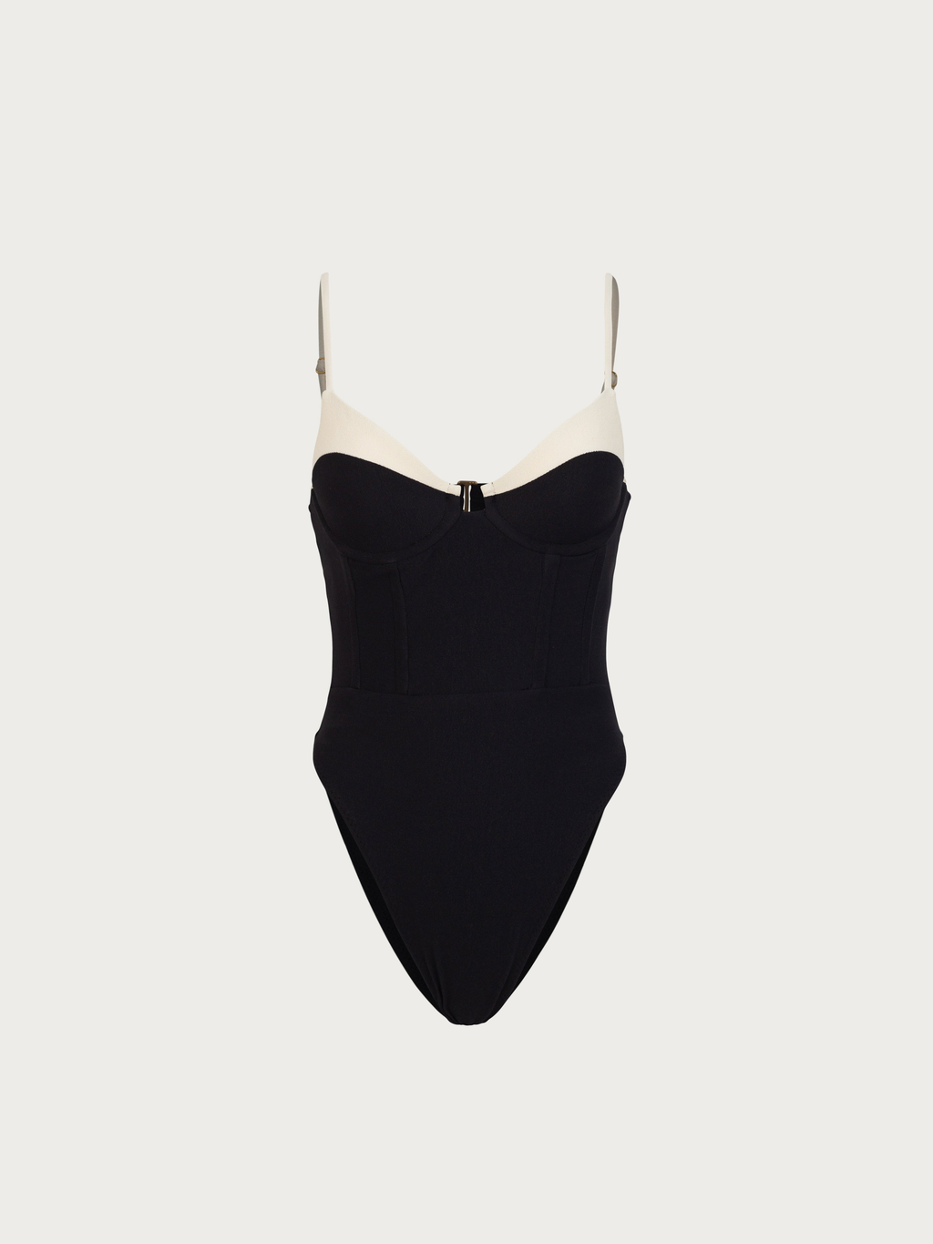 Corset Swimsuit in Black and Cream — Svelte Chic