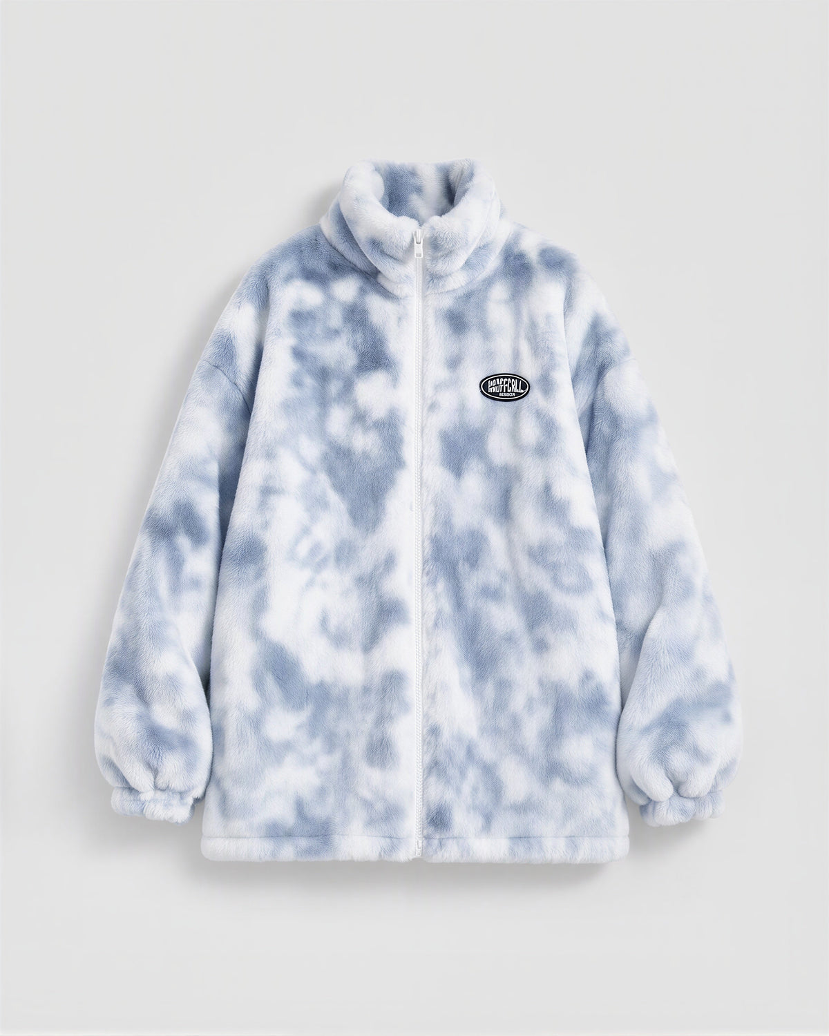 Laila Tie Dye Plush Zip Front Jacket, blue, product view without a model
