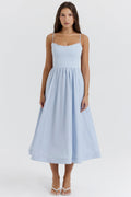Maria A-Line Midi Dress in Blue — Svelte Chic