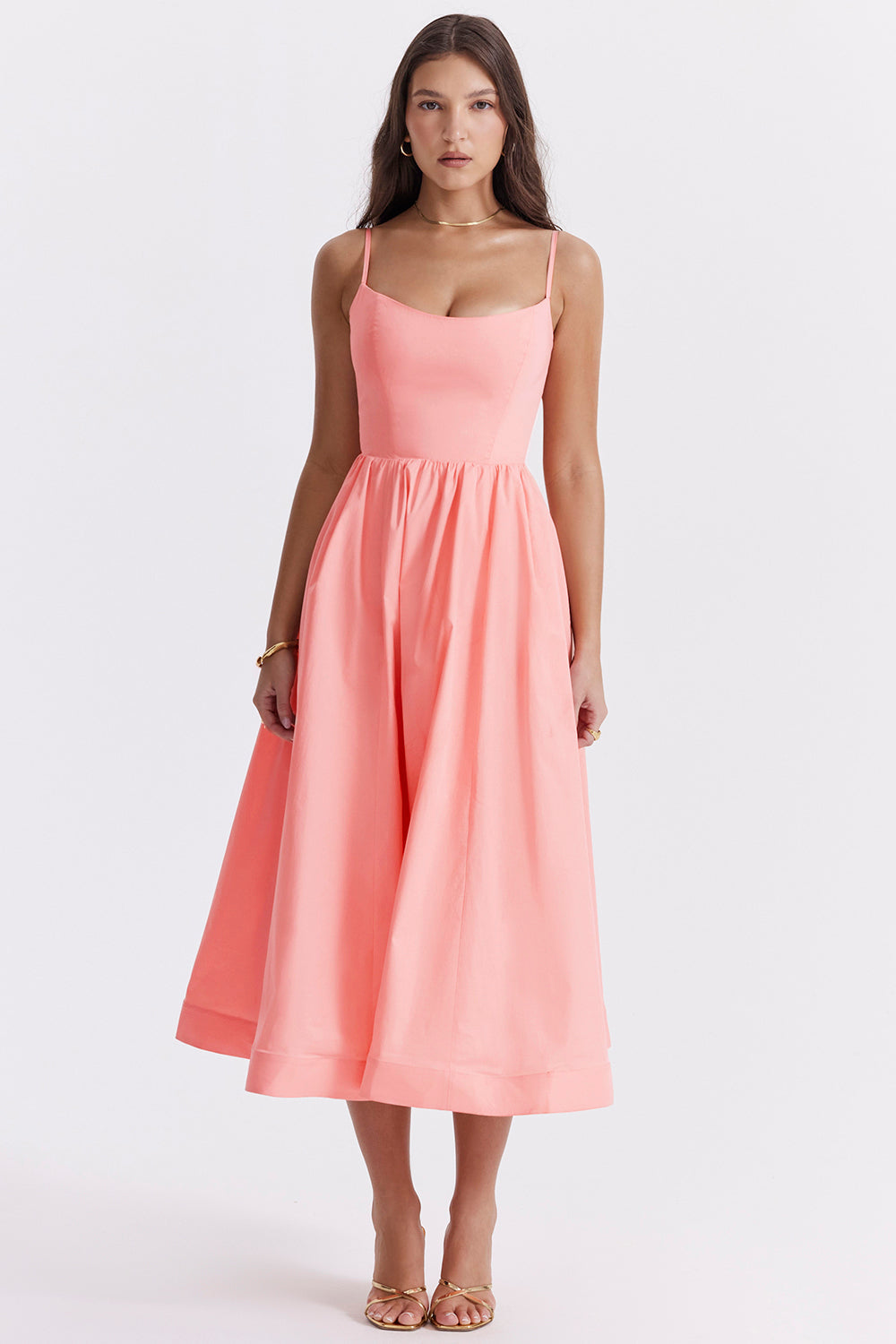 Maria A-Line Midi Dress in Pink — Svelte Chic