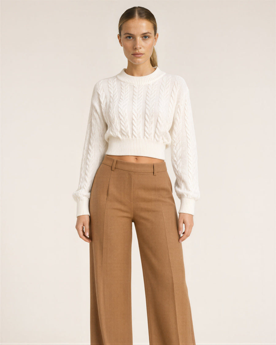 Loredana Cable Knit Cropped Sweater