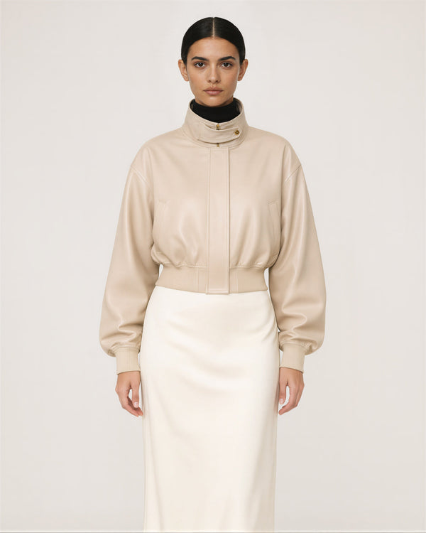 Loretta Faux Leather Bomber