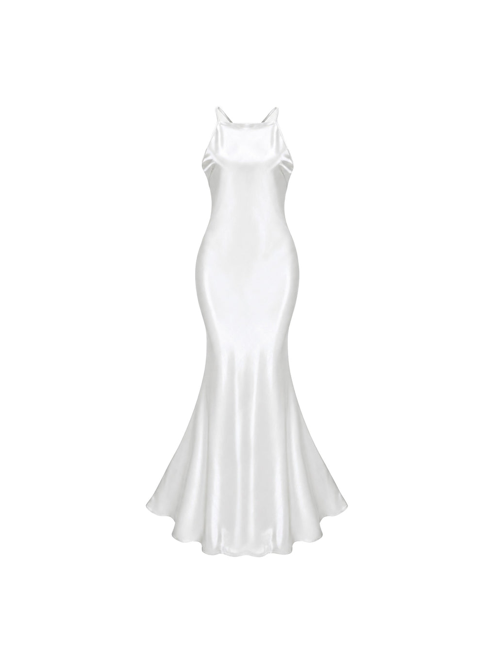 Loviatar Open Back Crystal Satin Maxi Gown Ivory
