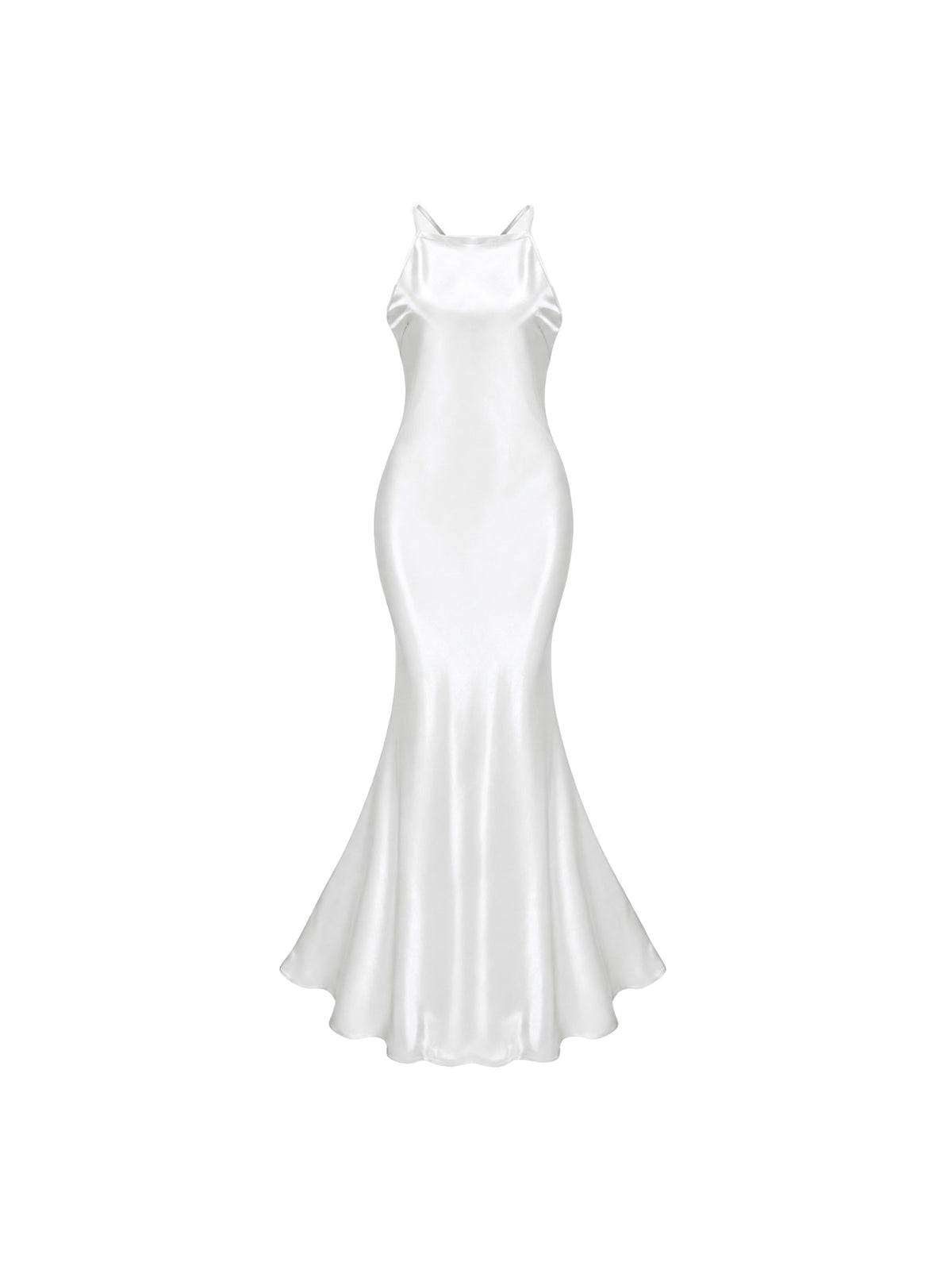 Loviatar Open Back Crystal Satin Maxi Gown Ivory