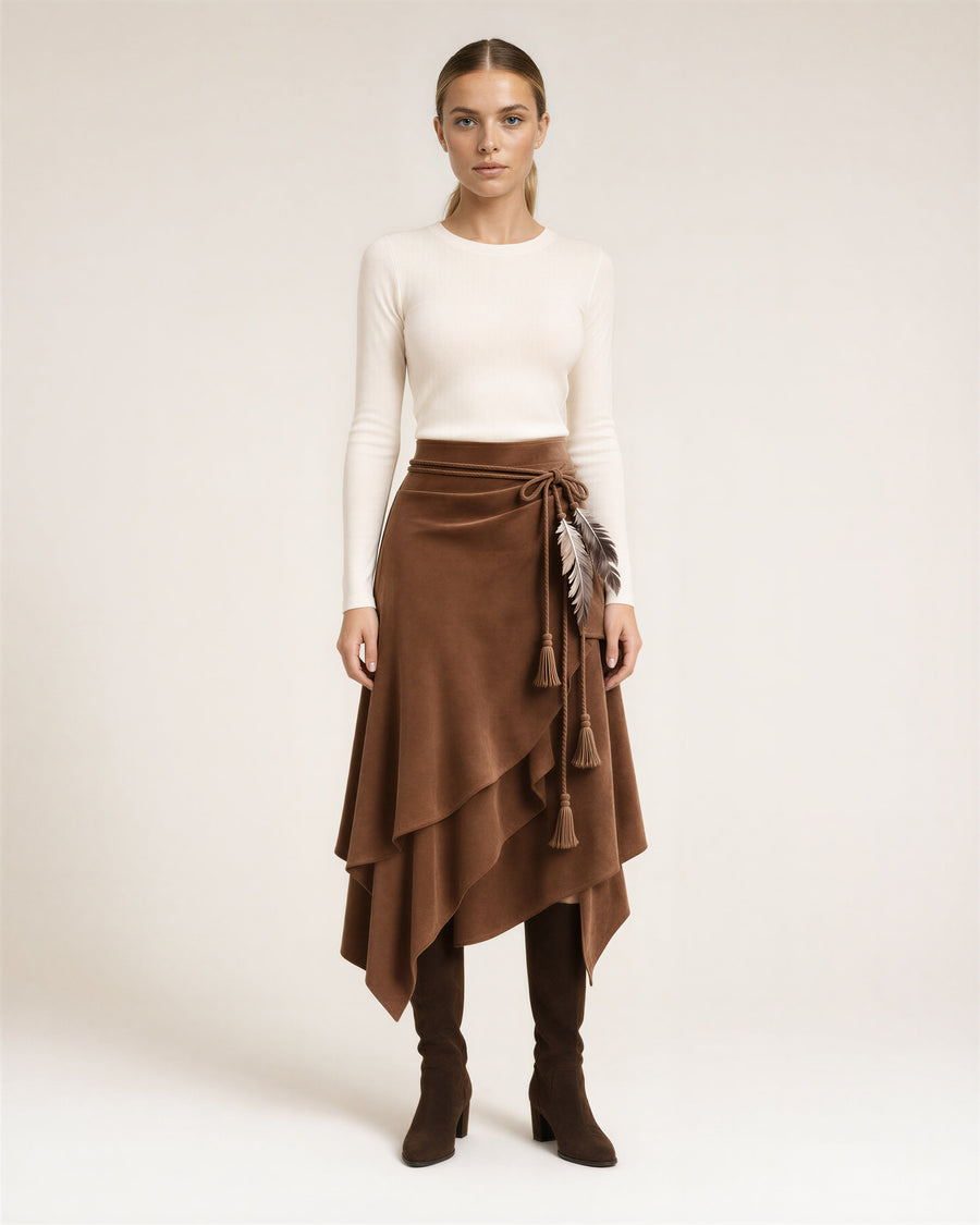 Luana Faux Suede Wrap Skirt