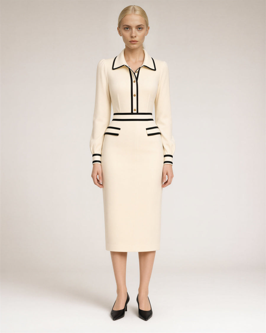 Ludovica Piped Knit Dress