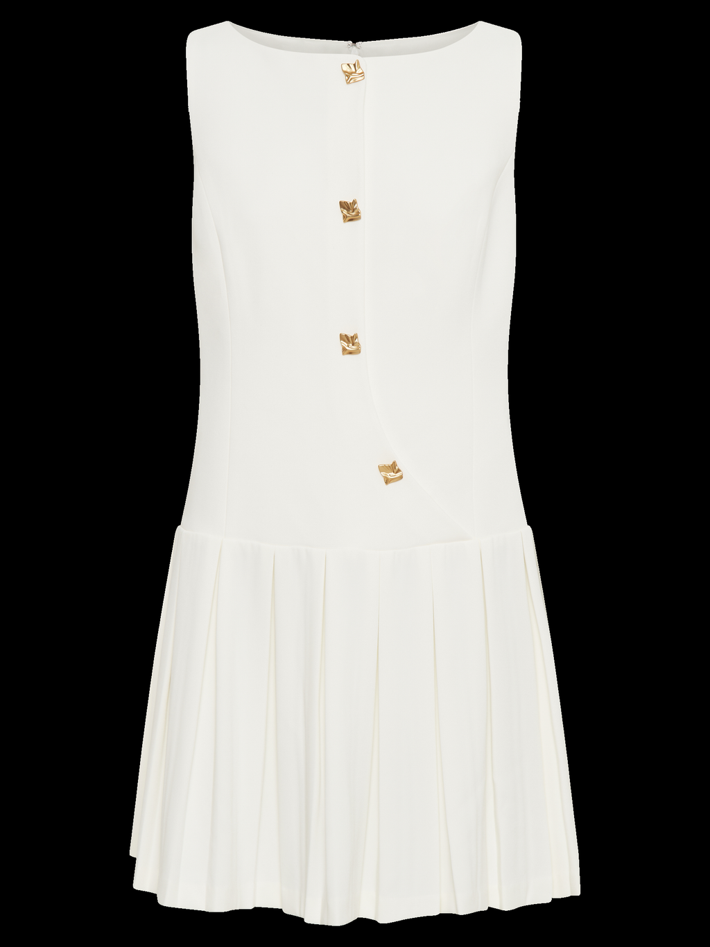 Mackenzie Pleated Sleeveless Mini Dress in Cream — Svelte Chic