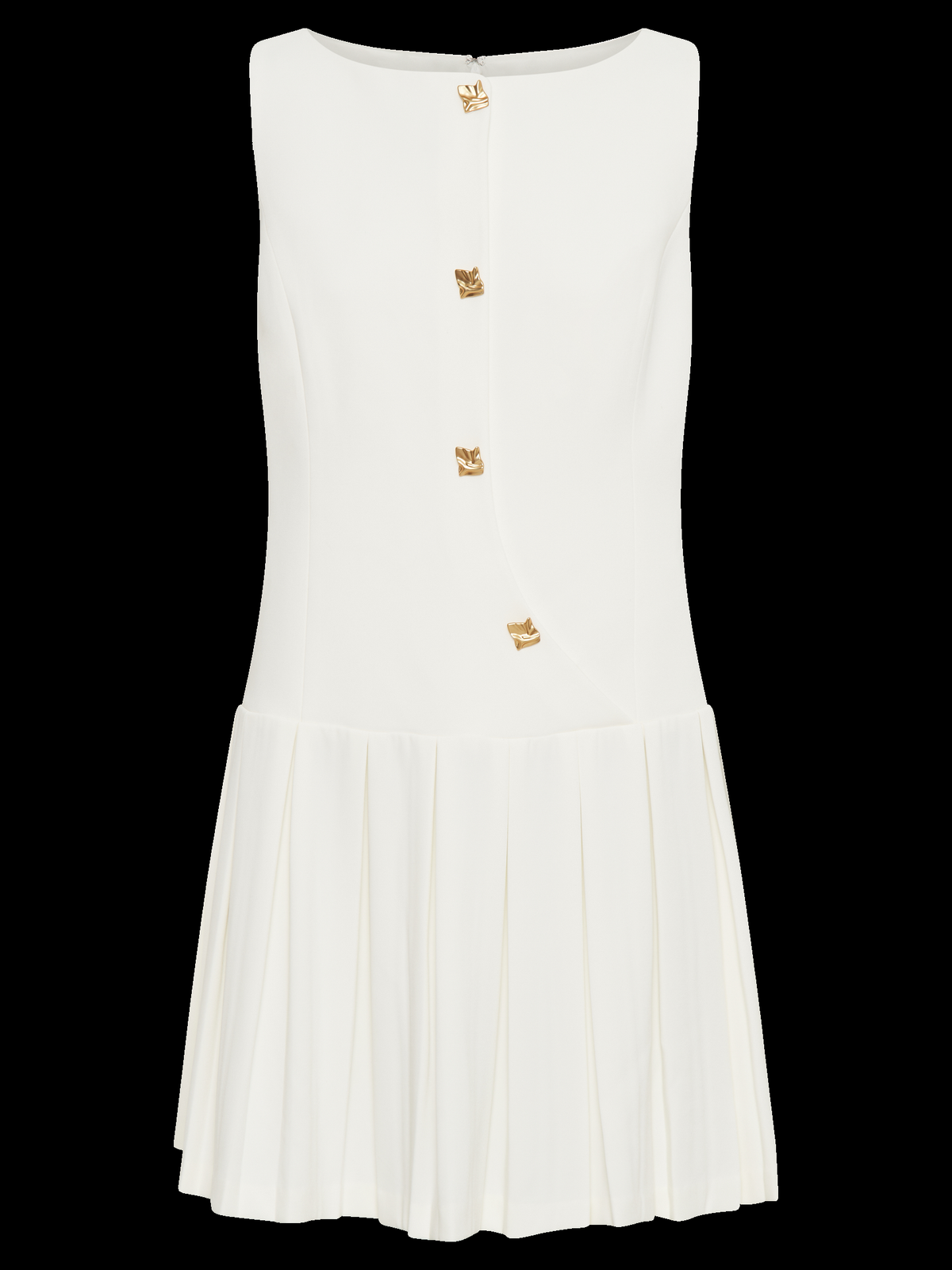 Mackenzie Pleated Sleeveless Mini Dress in Cream — Svelte Chic