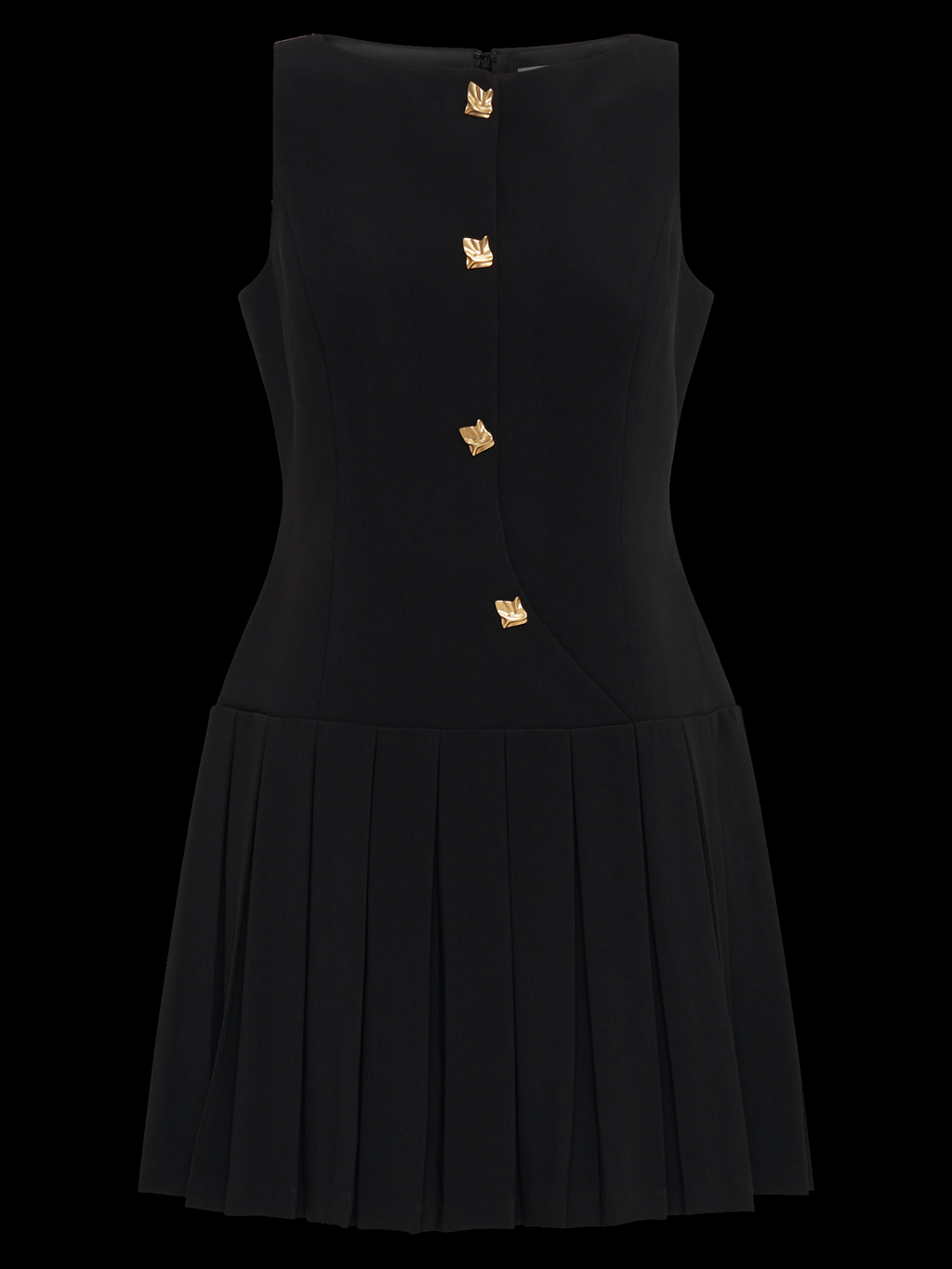 Mackenzie Pleated Sleeveless Mini Dress in Black — Svelte Chic