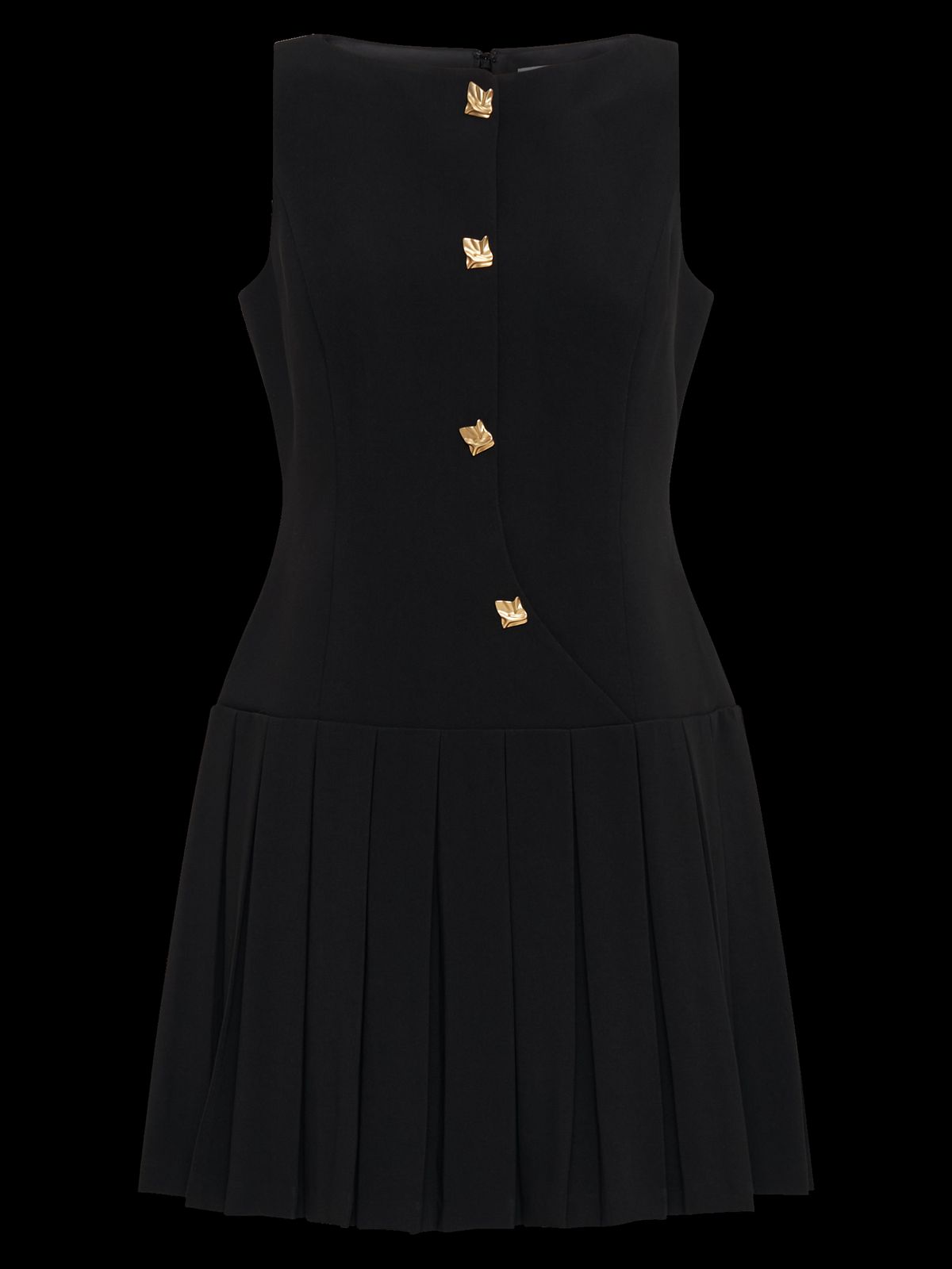Mackenzie Pleated Sleeveless Mini Dress in Black — Svelte Chic
