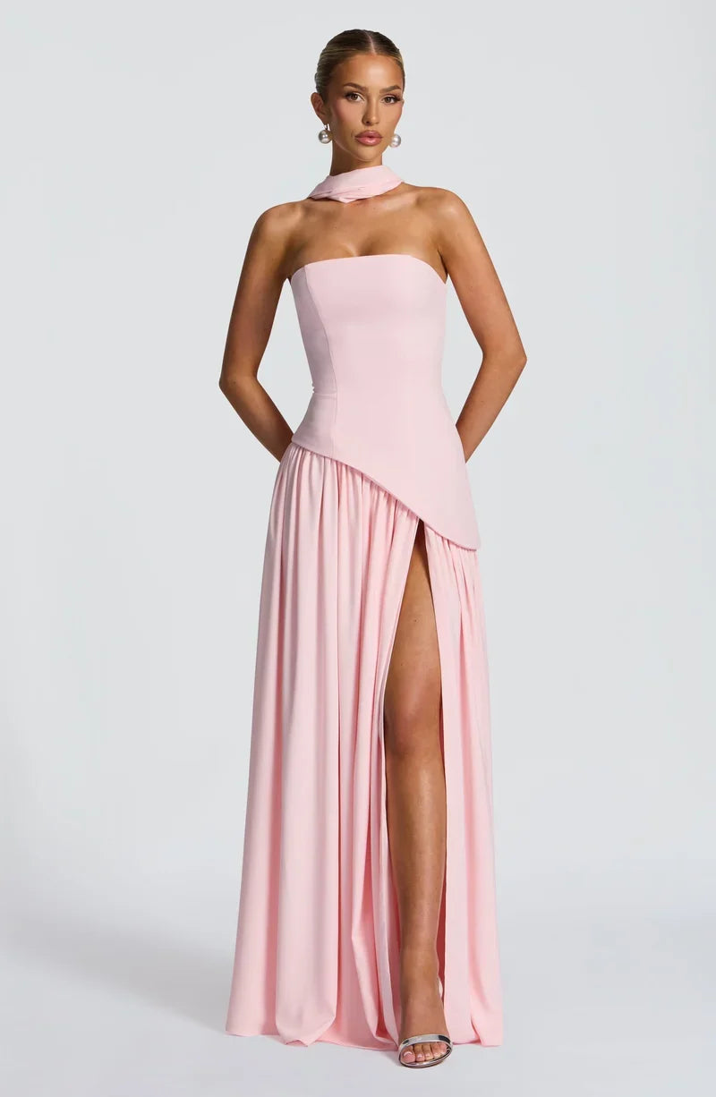 Maliyah Strapless Maxi Dress in Pink — Svelte Chic
