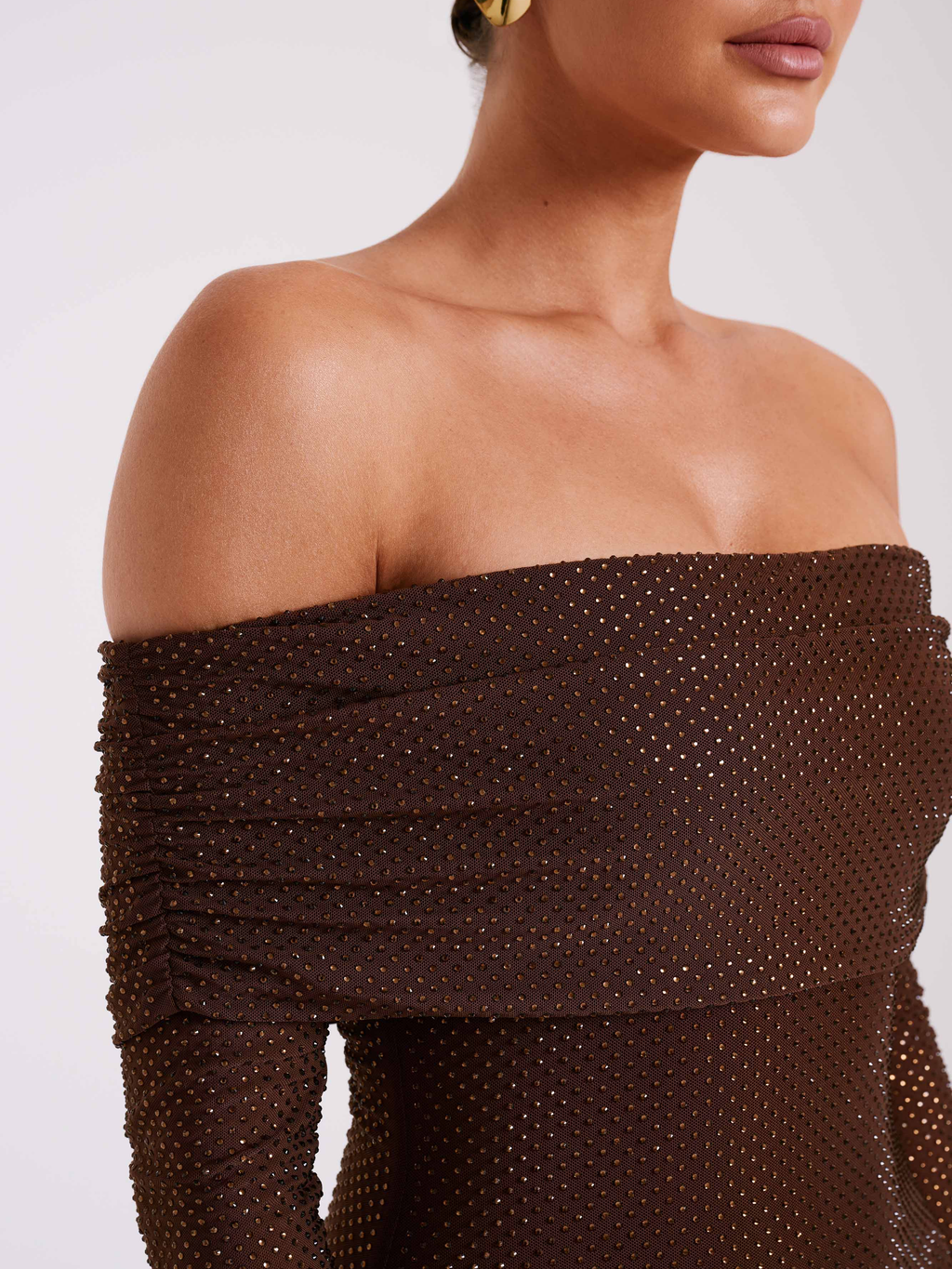 Marcel Square Neck Stone Maxi Dress in Chocolate — Svelte Chic