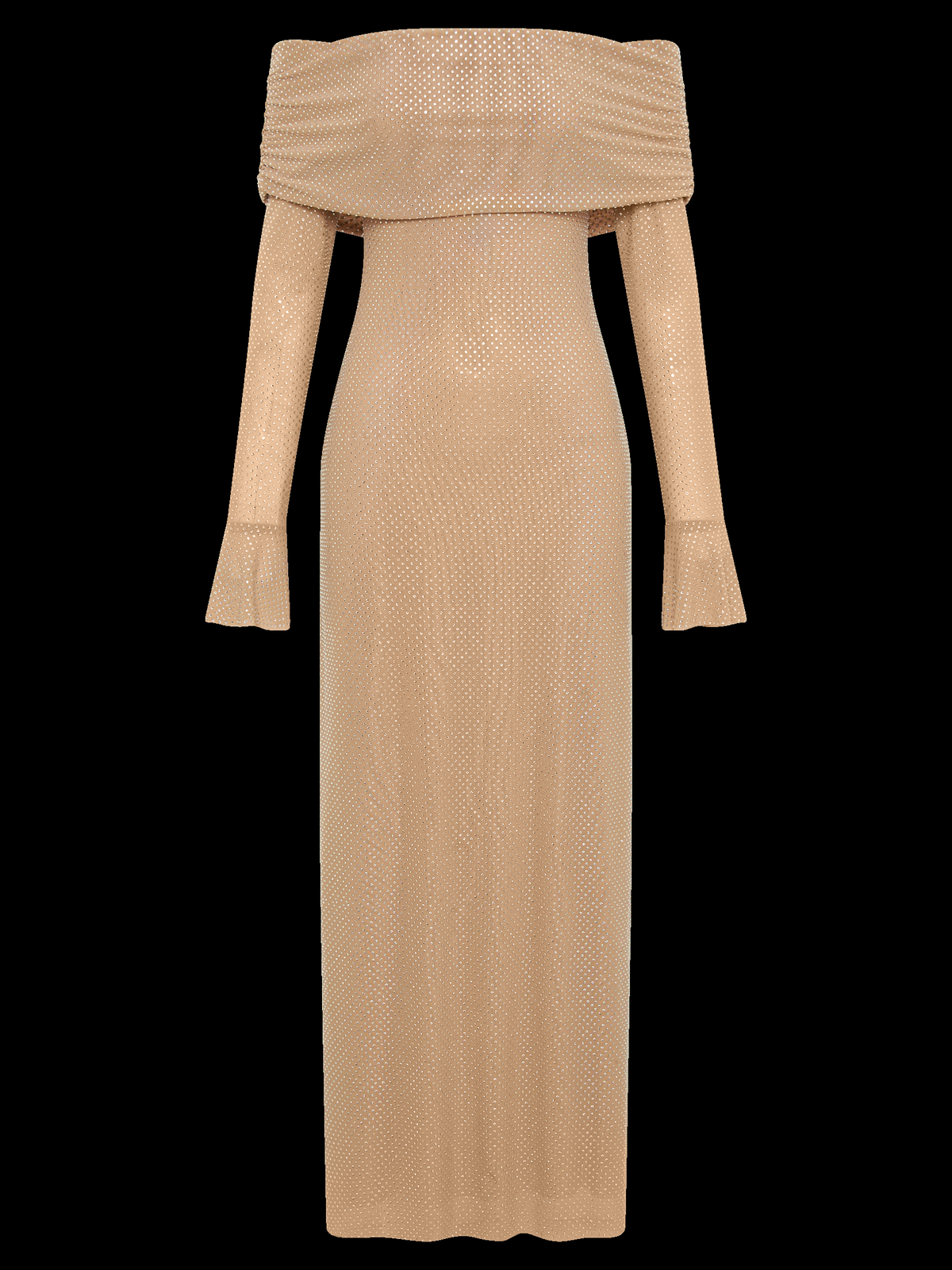 Marcel Square Neck Stone Maxi Dress in Nude — Svelte Chic