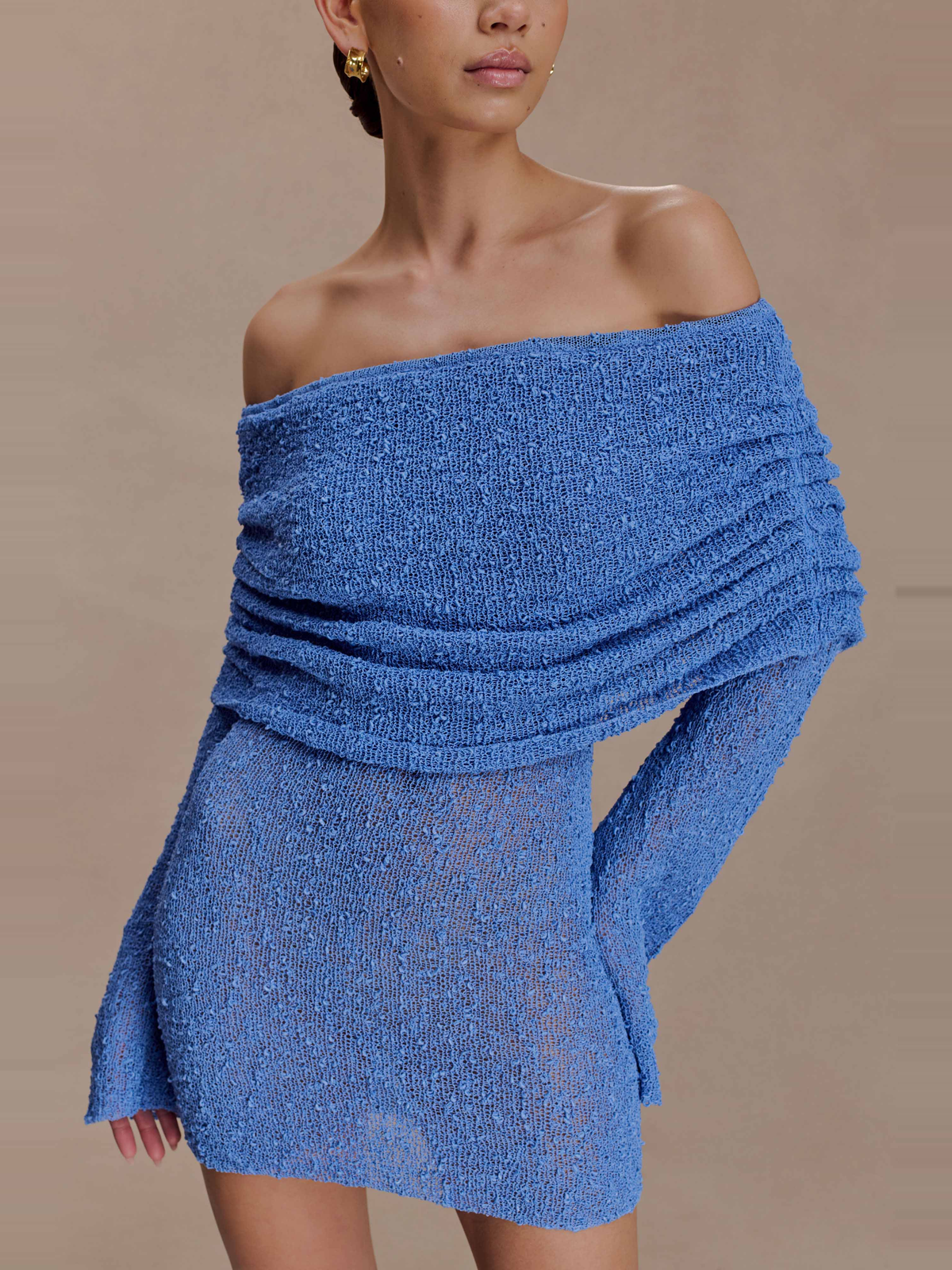 Marisol Off Shoulder Bouclé Mini Dress in Lilac — Svelte Chic