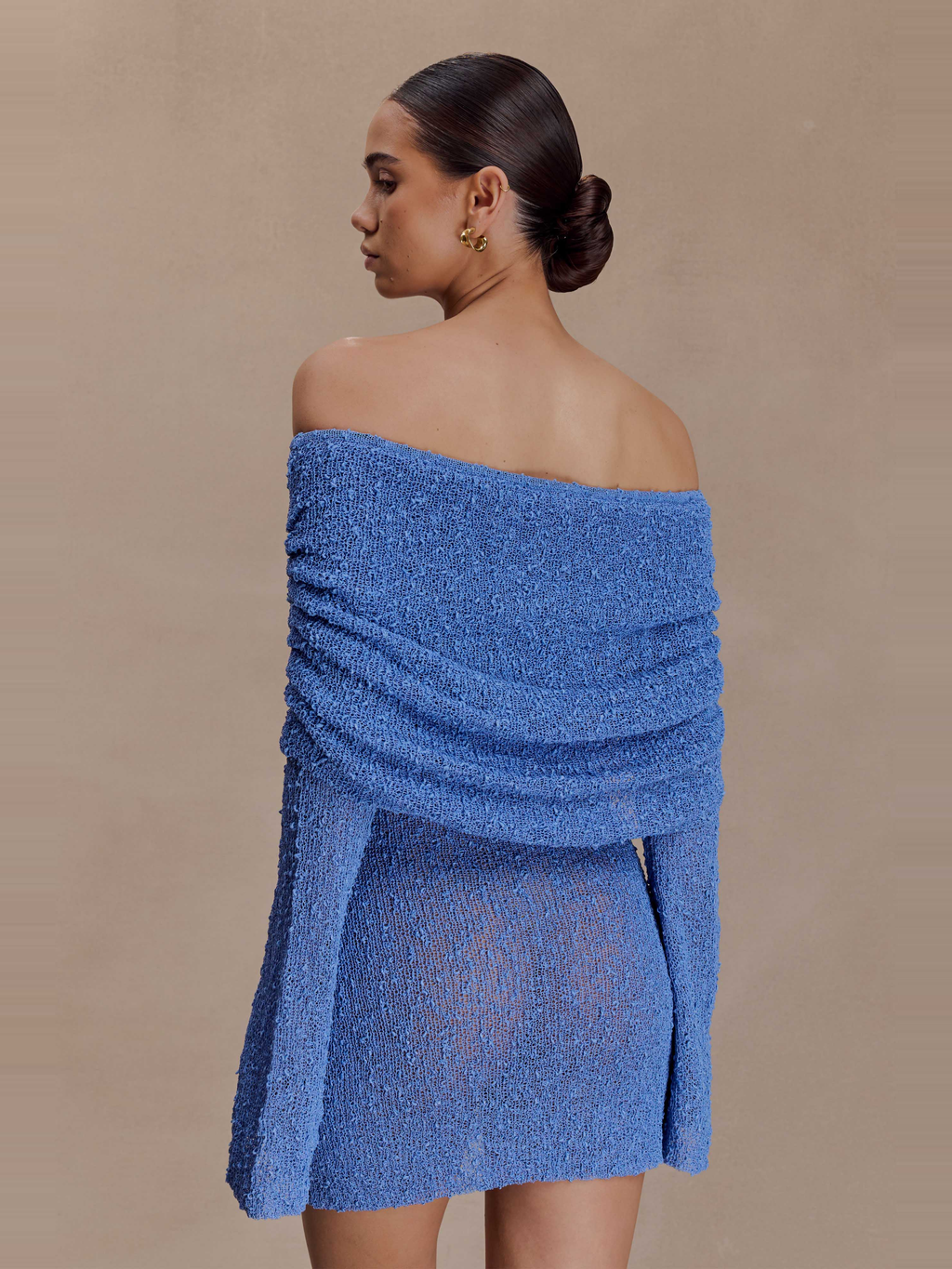 Marisol Off Shoulder Bouclé Mini Dress in Lilac — Svelte Chic