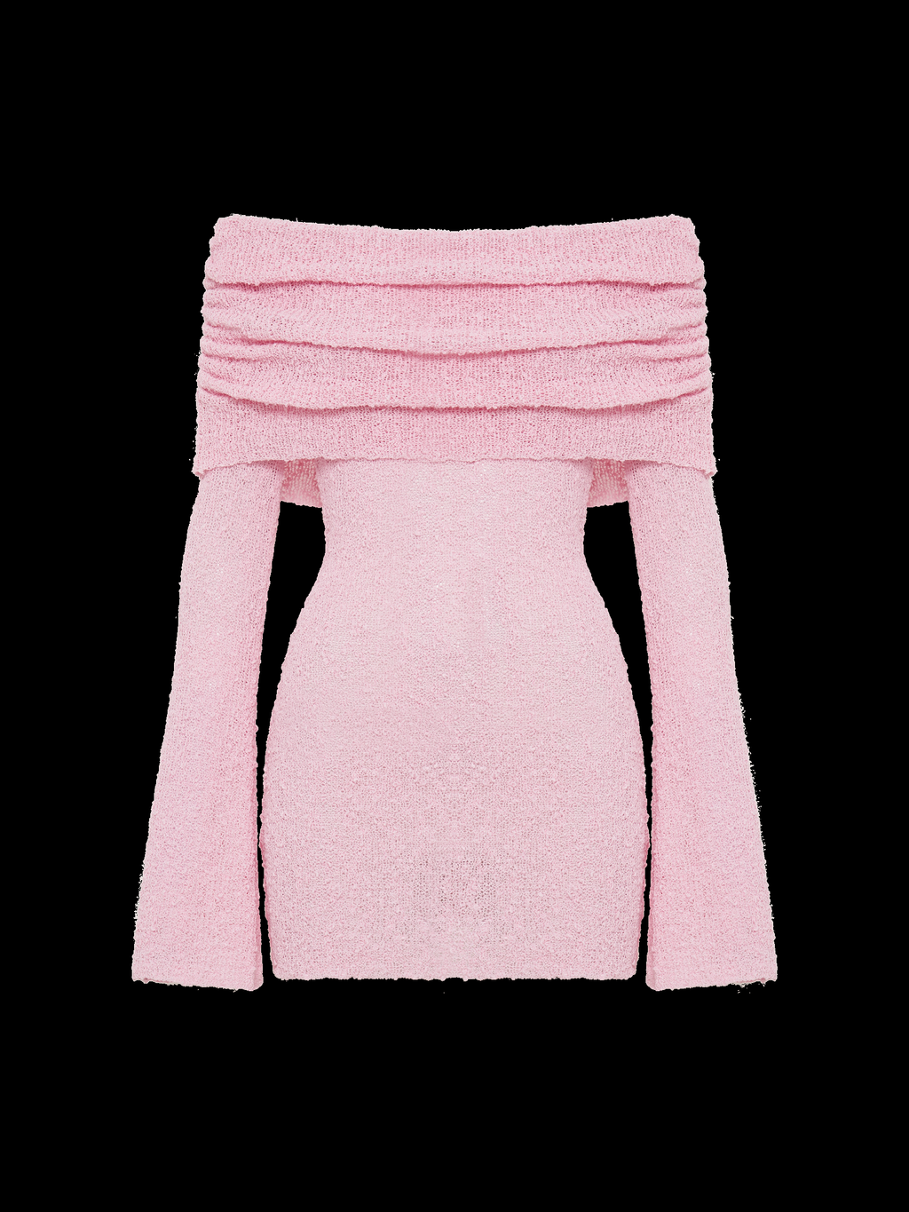 Marisol Off Shoulder Bouclé Mini Dress in Baby Pink — Svelte Chic
