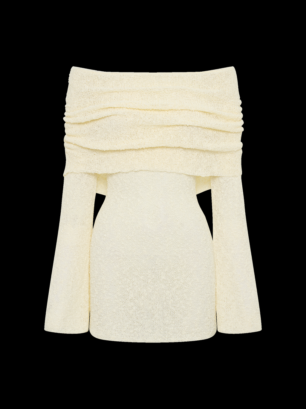 Marisol Off Shoulder Bouclé Mini Dress in Cream — Svelte Chic