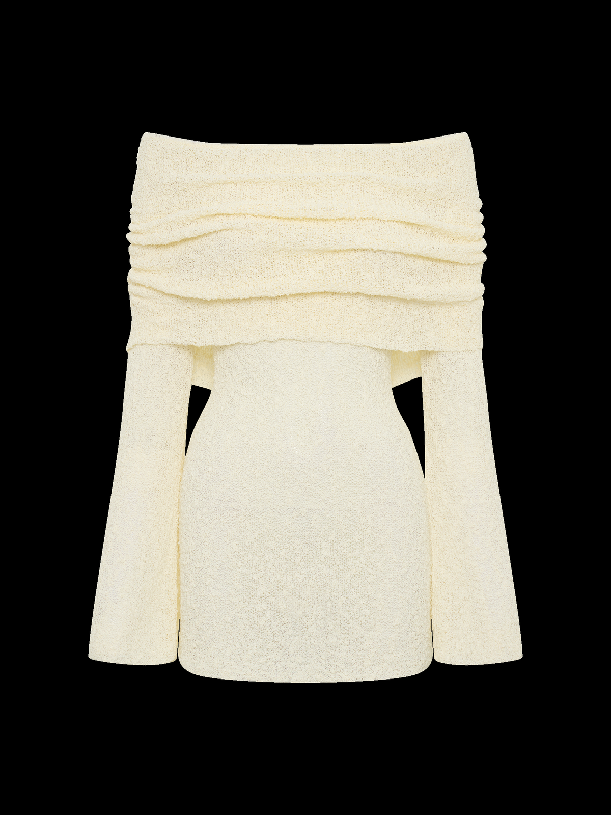 Marisol Off Shoulder Bouclé Mini Dress in Cream — Svelte Chic