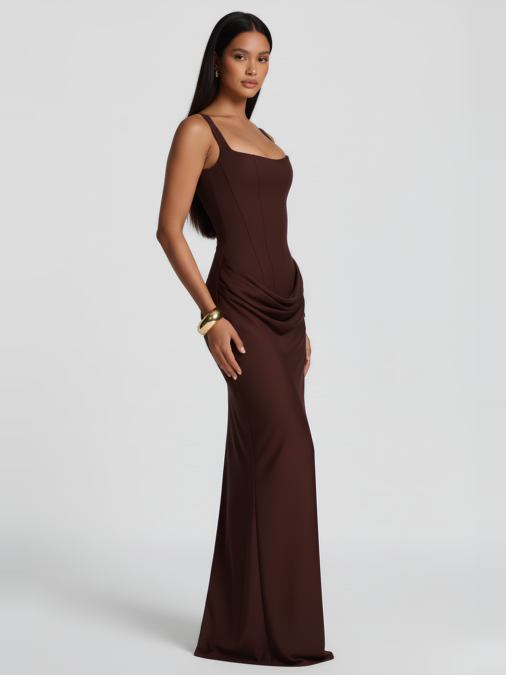 Lace Up Back Satin Maxi Dress — Svelte Chic