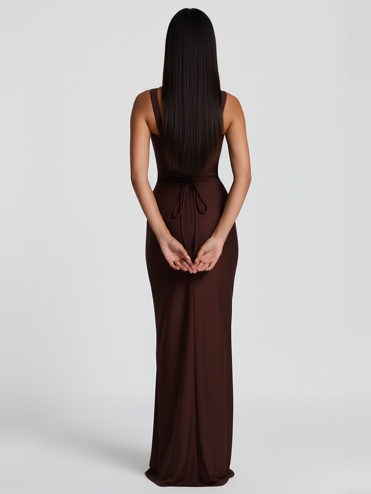 Lace Up Back Satin Maxi Dress — Svelte Chic