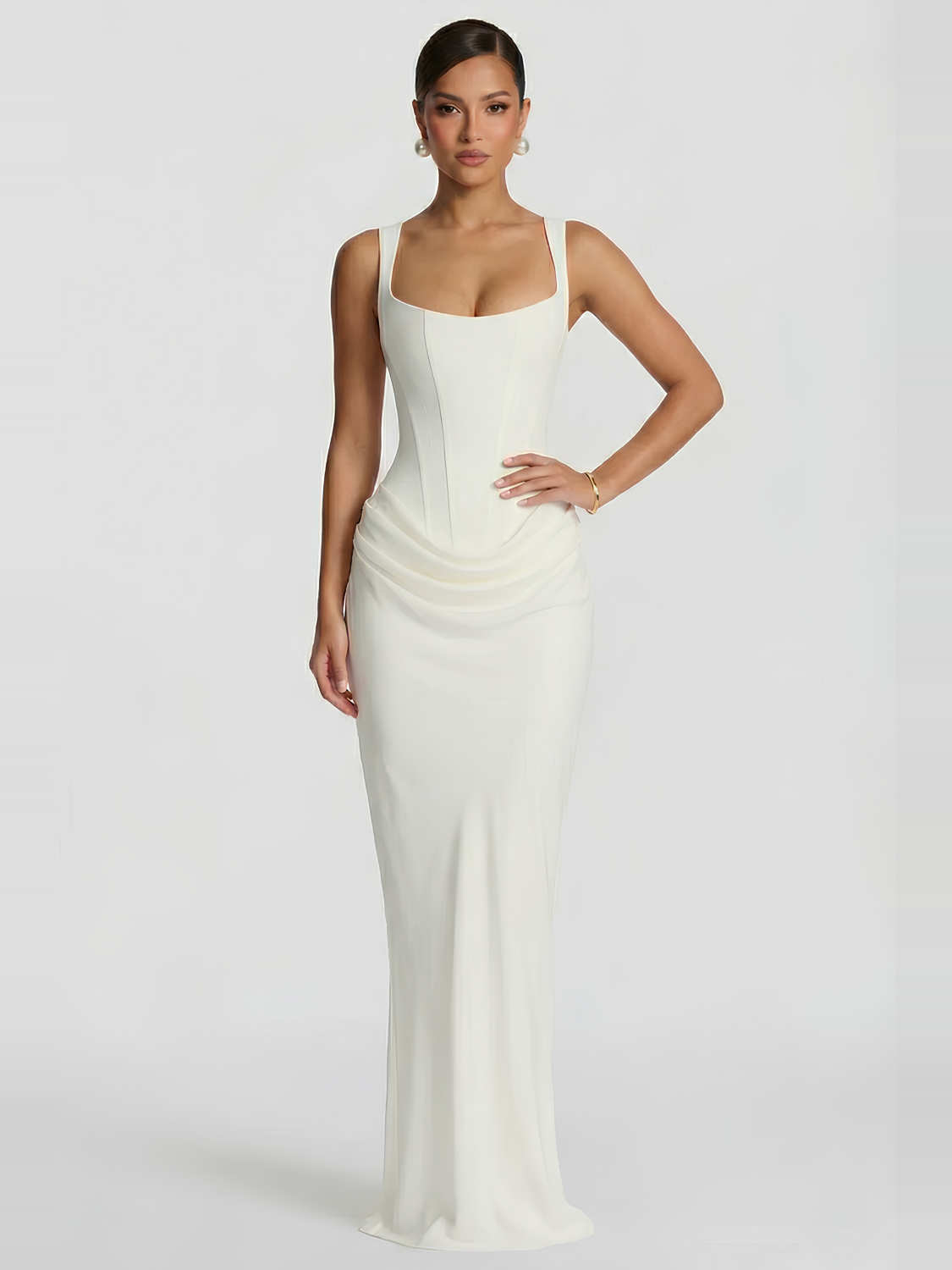 Lace Up Back Satin Maxi Dress — Svelte Chic
