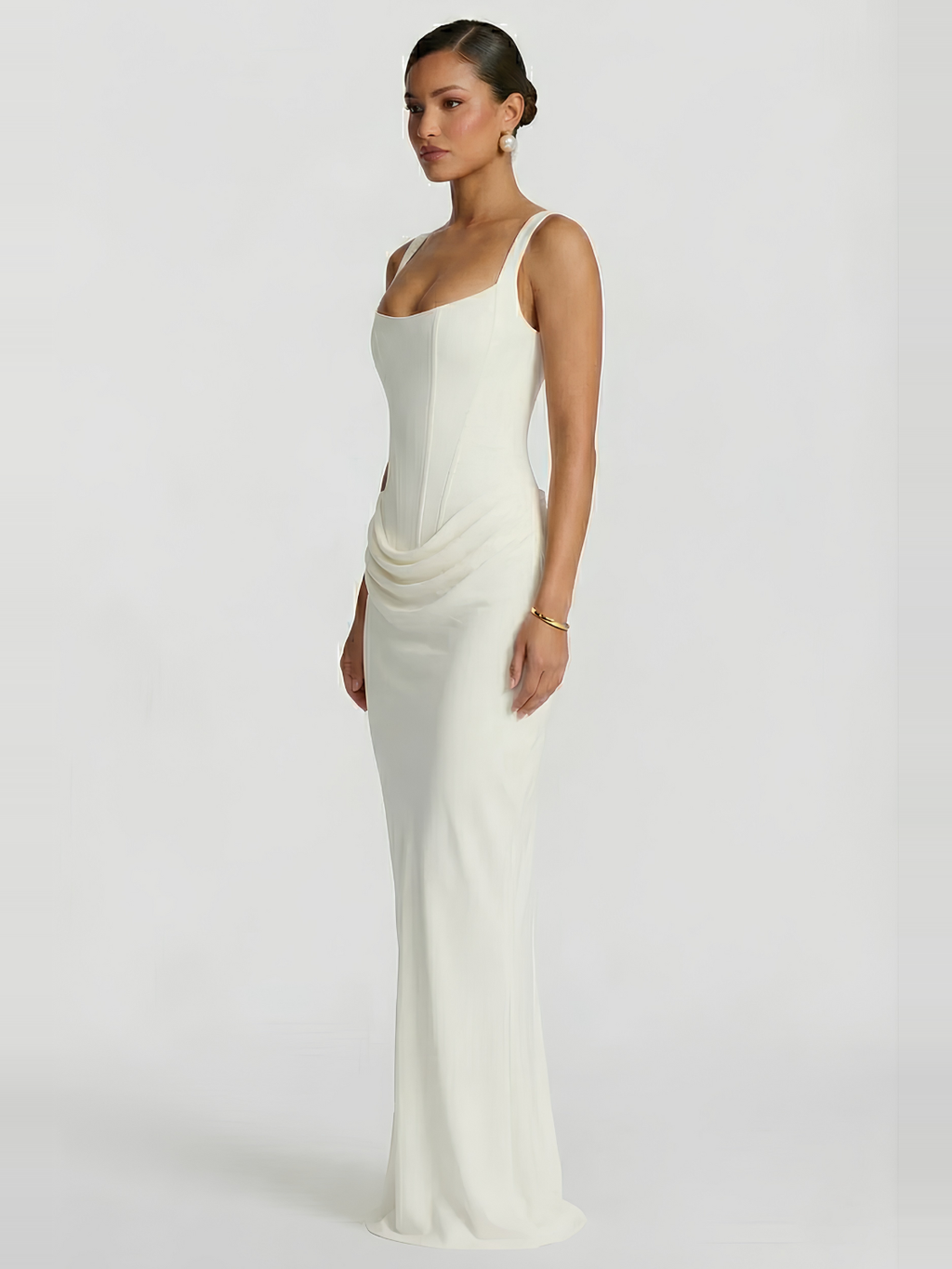 Lace Up Back Satin Maxi Dress — Svelte Chic