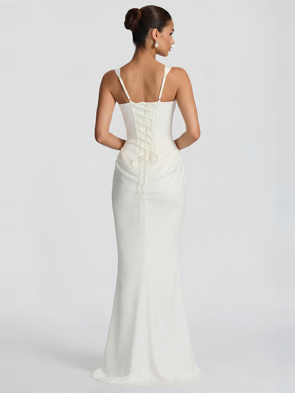 Lace Up Back Satin Maxi Dress — Svelte Chic