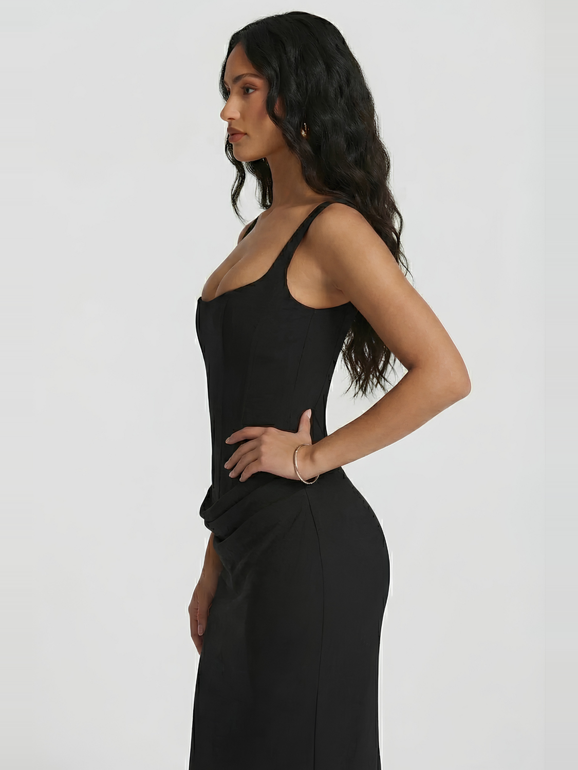 Lace Up Back Satin Maxi Dress — Svelte Chic