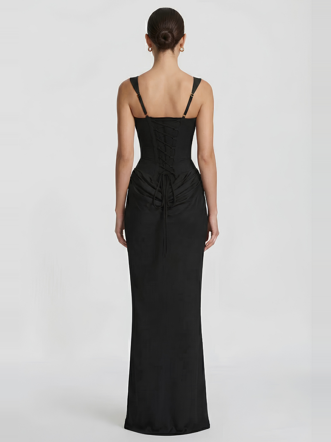 Lace Up Back Satin Maxi Dress — Svelte Chic