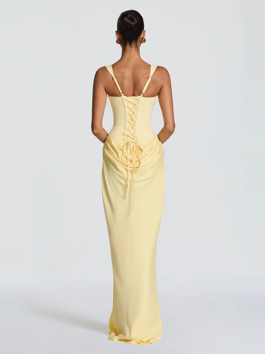 Lace Up Back Satin Maxi Dress — Svelte Chic