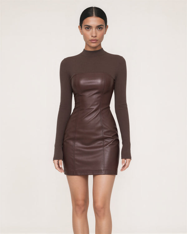 Nadia Faux Leather Mini Dress
