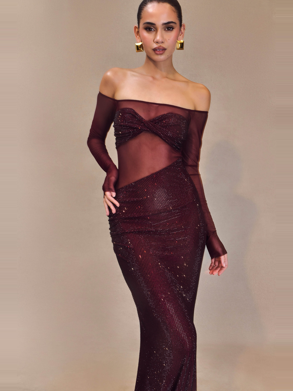 Nash Off Shoulder Stone Maxi Dress — Svelte Chic