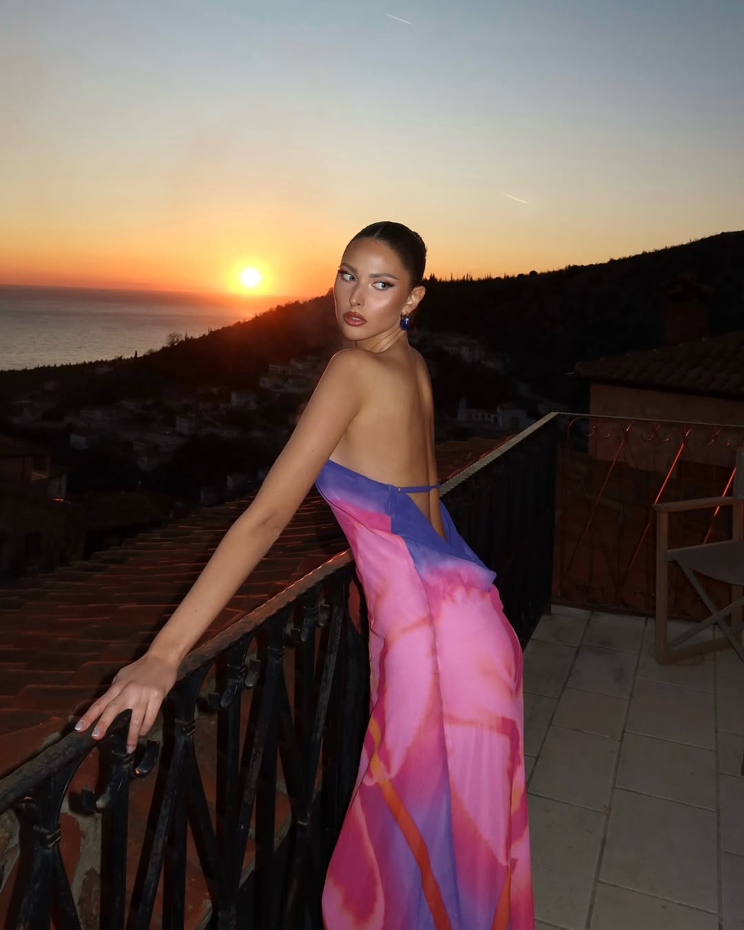 Eulalia | İnce Sırt Açık Baskılı Maxi Elbise