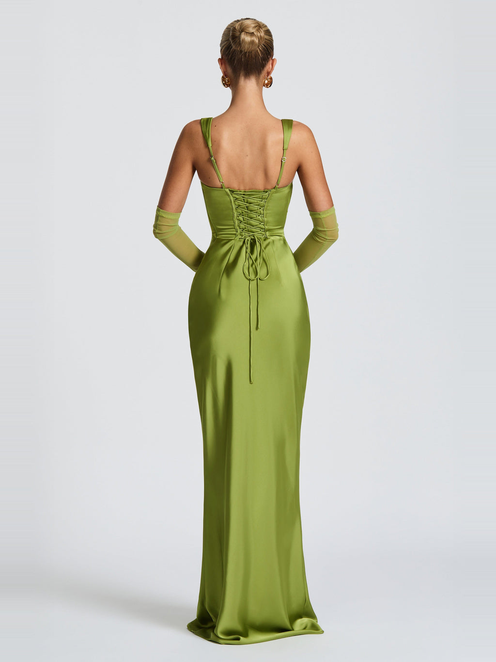 Livia Square Neck Corset Satin Maxi Dress — Svelte Chic