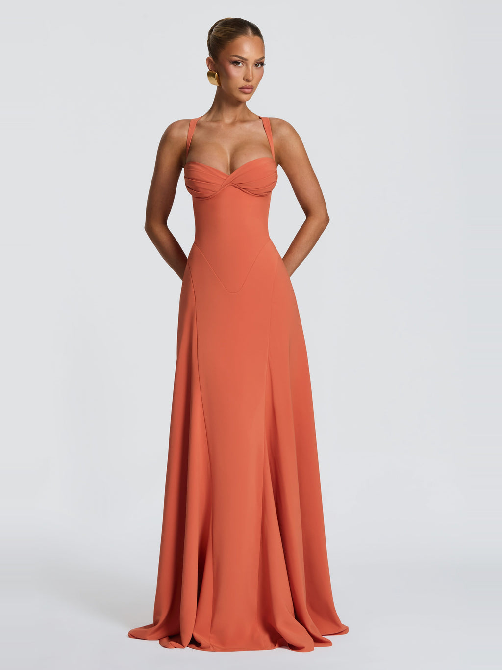 Seraphine Sweetheart Corset Maxi Dress in Terracotta — Svelte Chic