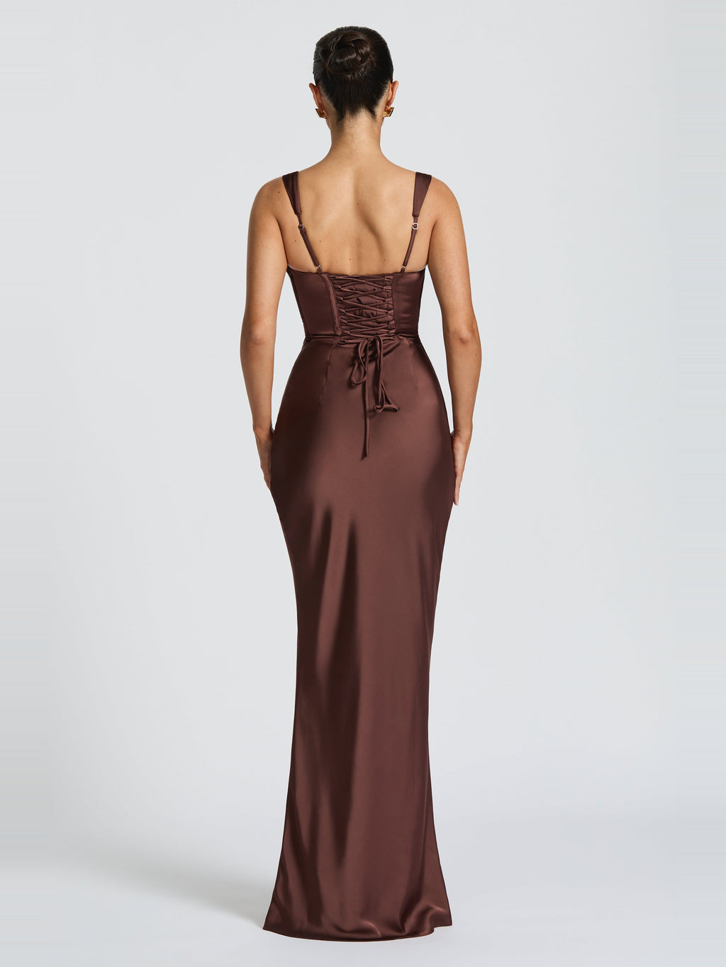 Livia Square Neck Corset Satin Maxi Dress — Svelte Chic