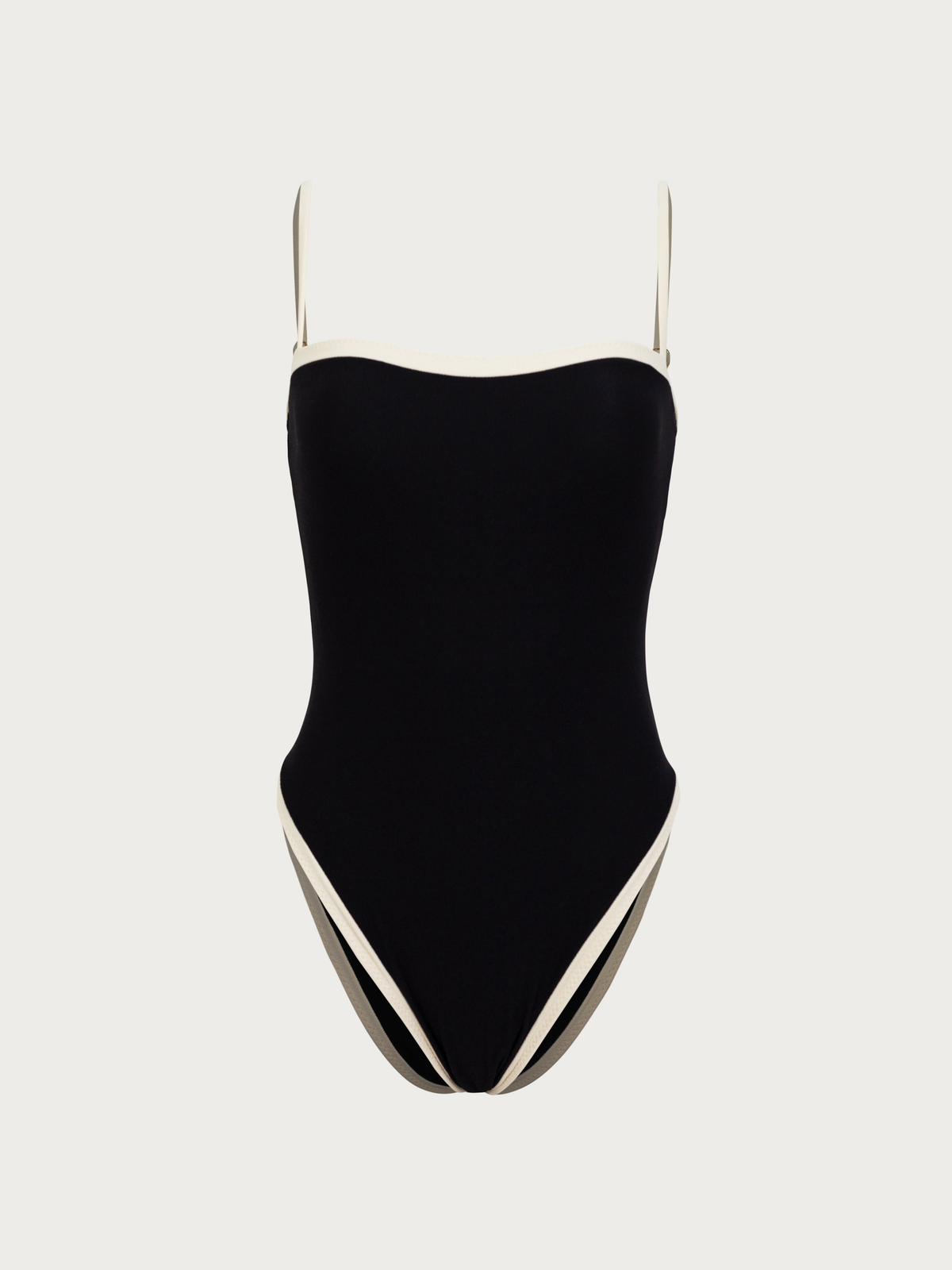 Colour Block Swimsuit in Black and Cream — Svelte Chic