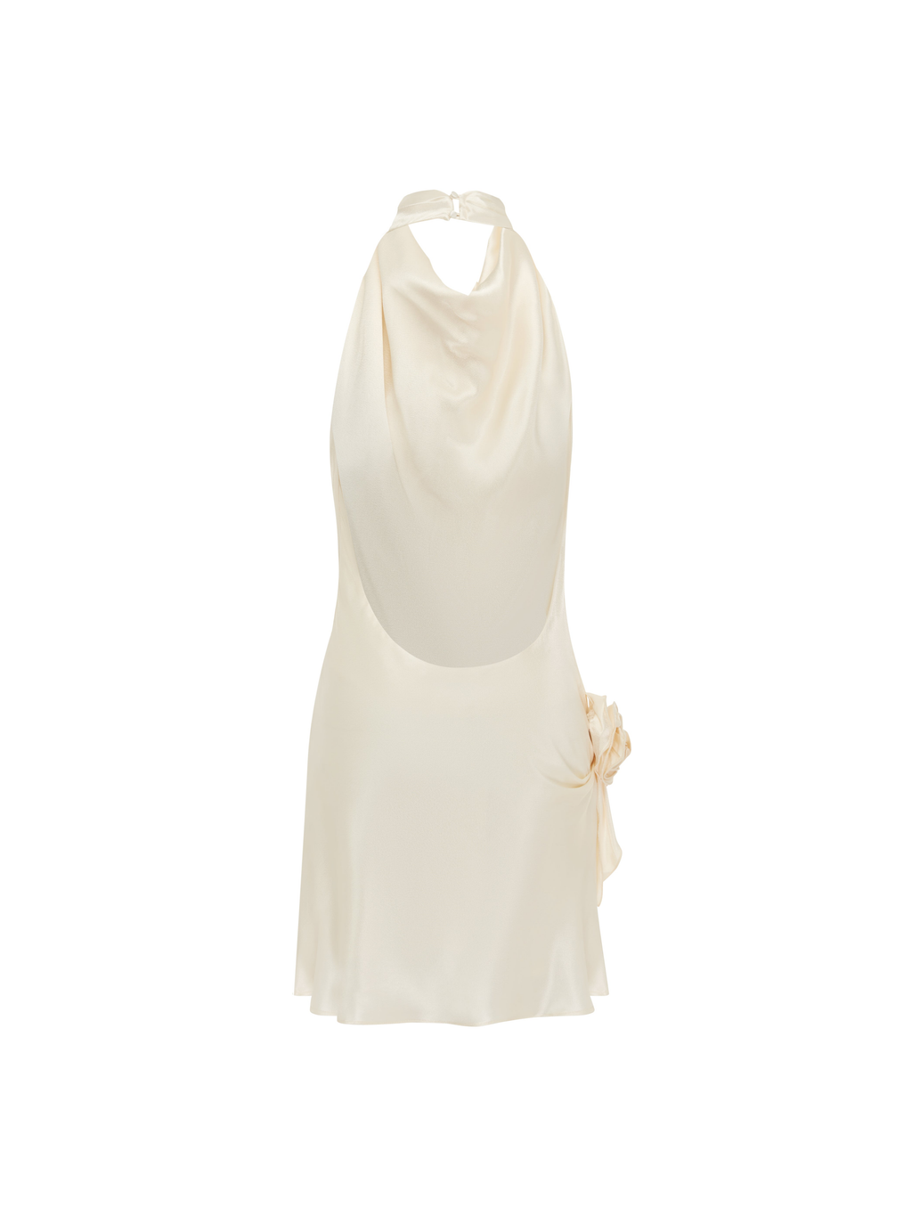 Rosa Satin Cowl Neck Mini Dress in Cream — Svelte Chic