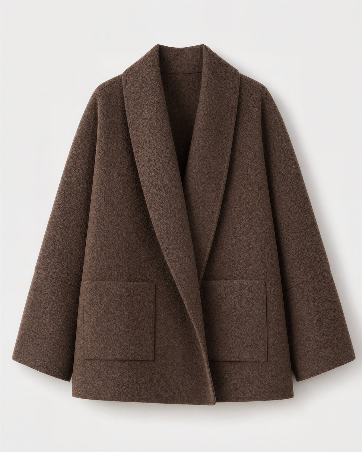 Rosaria Shawl Collar Oversized Cropped Coat, brown, product view without a model