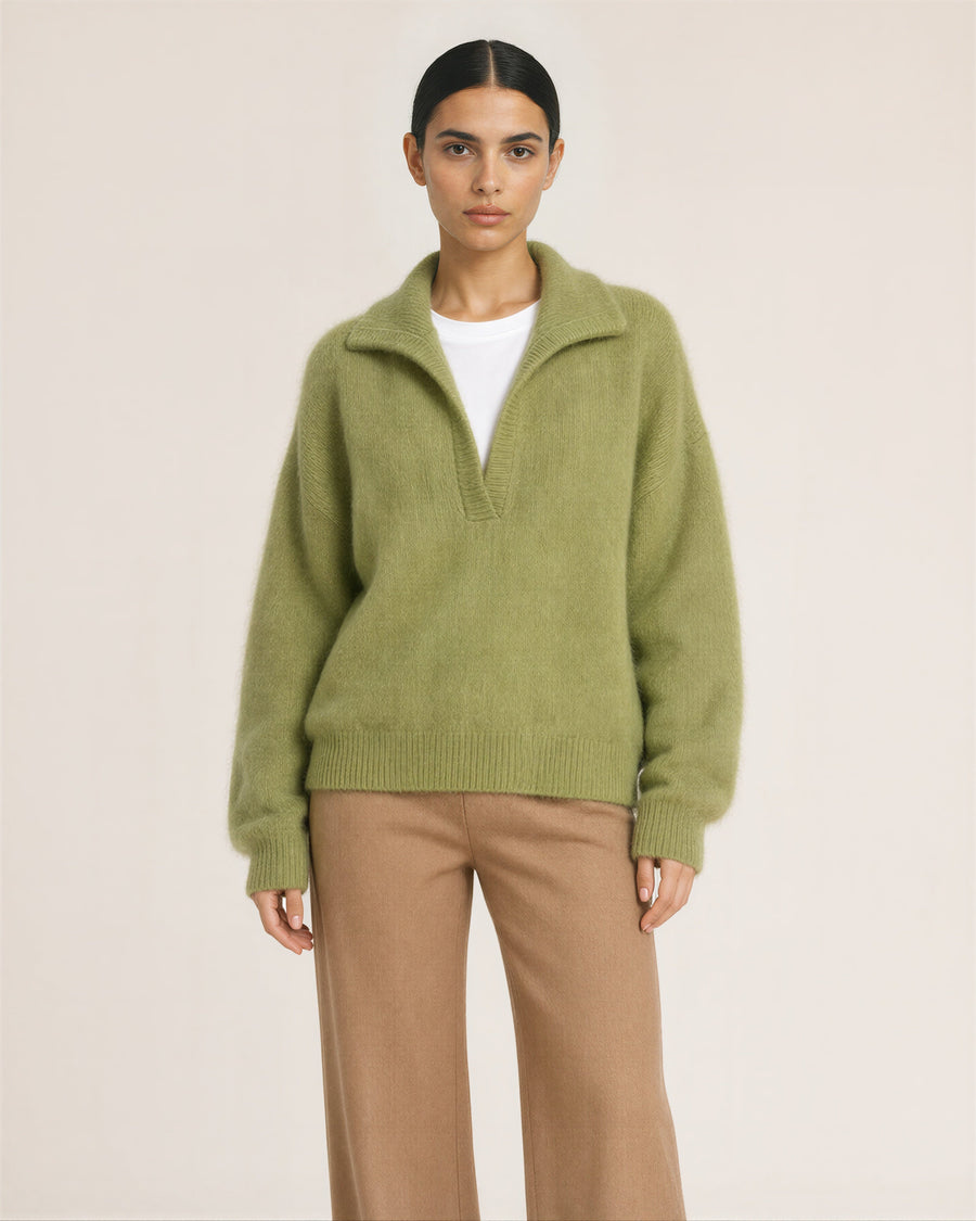 Sabina Polo Collar Brushed Sweater