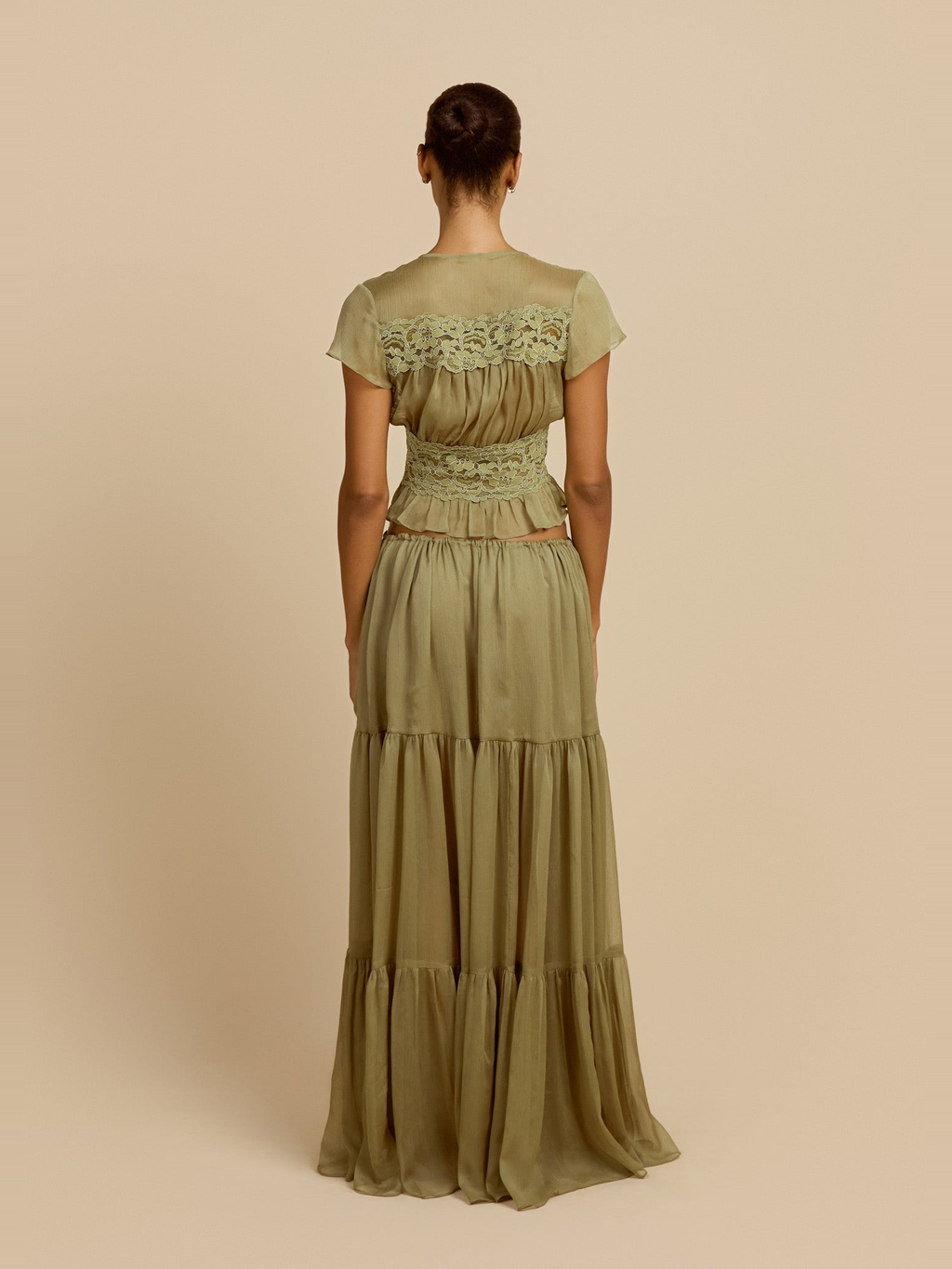 Sabrina Chiffon Maxi Skirt in Pistachio — Svelte Chic