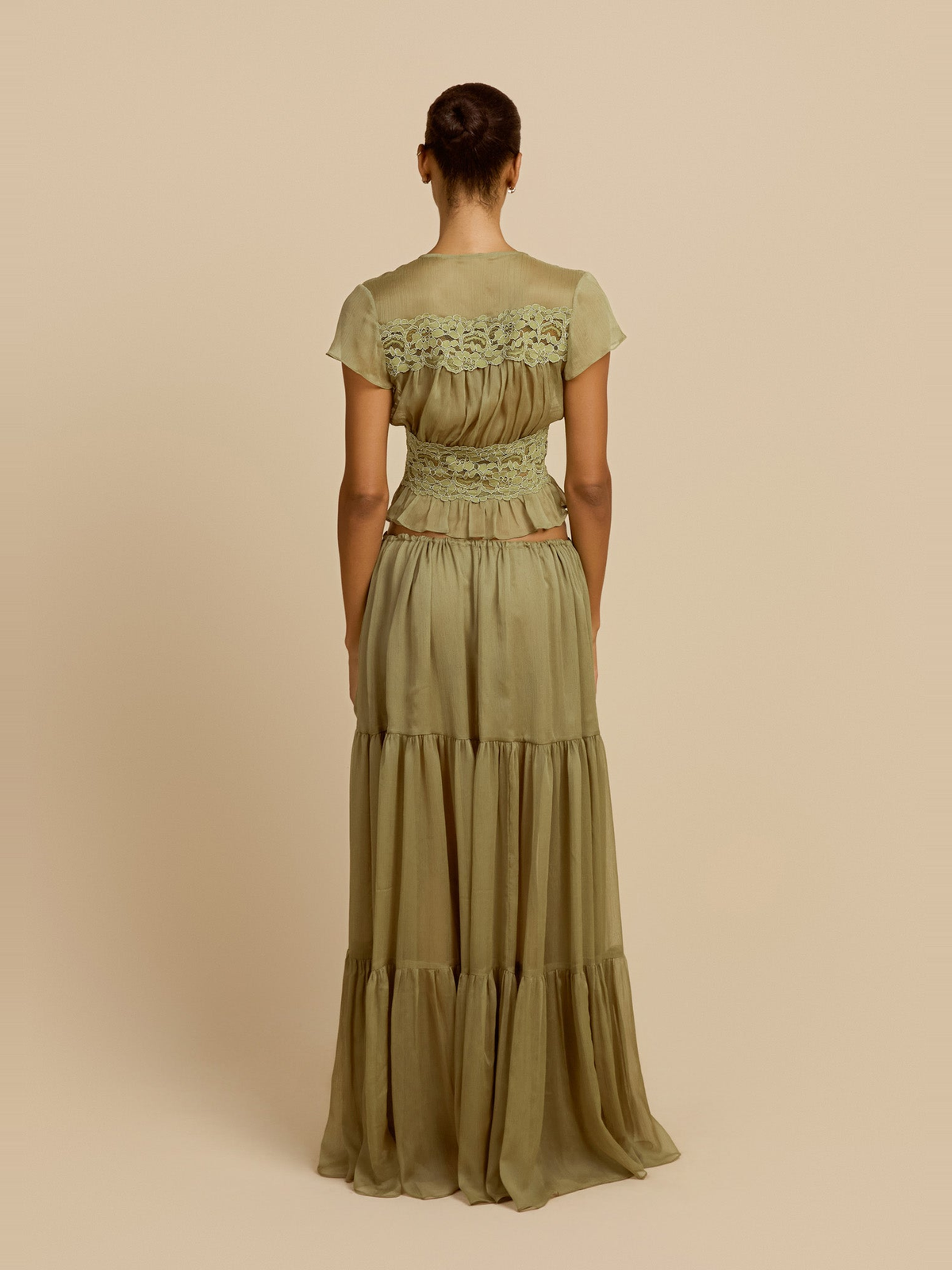 Sabrina Chiffon Maxi Skirt in Pistachio — Svelte Chic