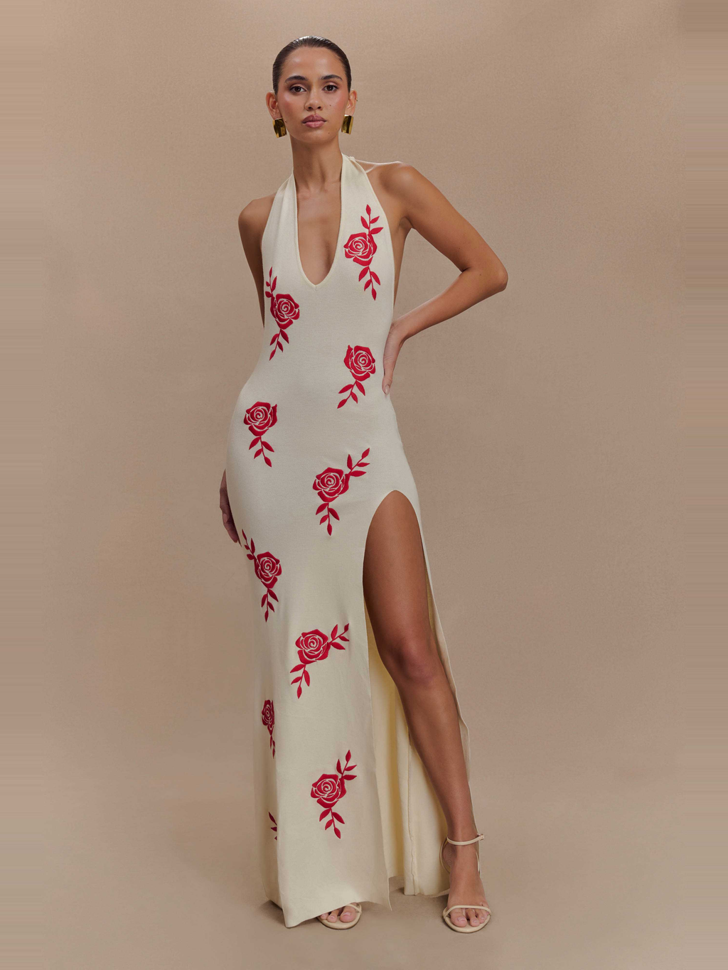 Shiloh Rose Knit Halter Maxi Dress — Svelte Chic