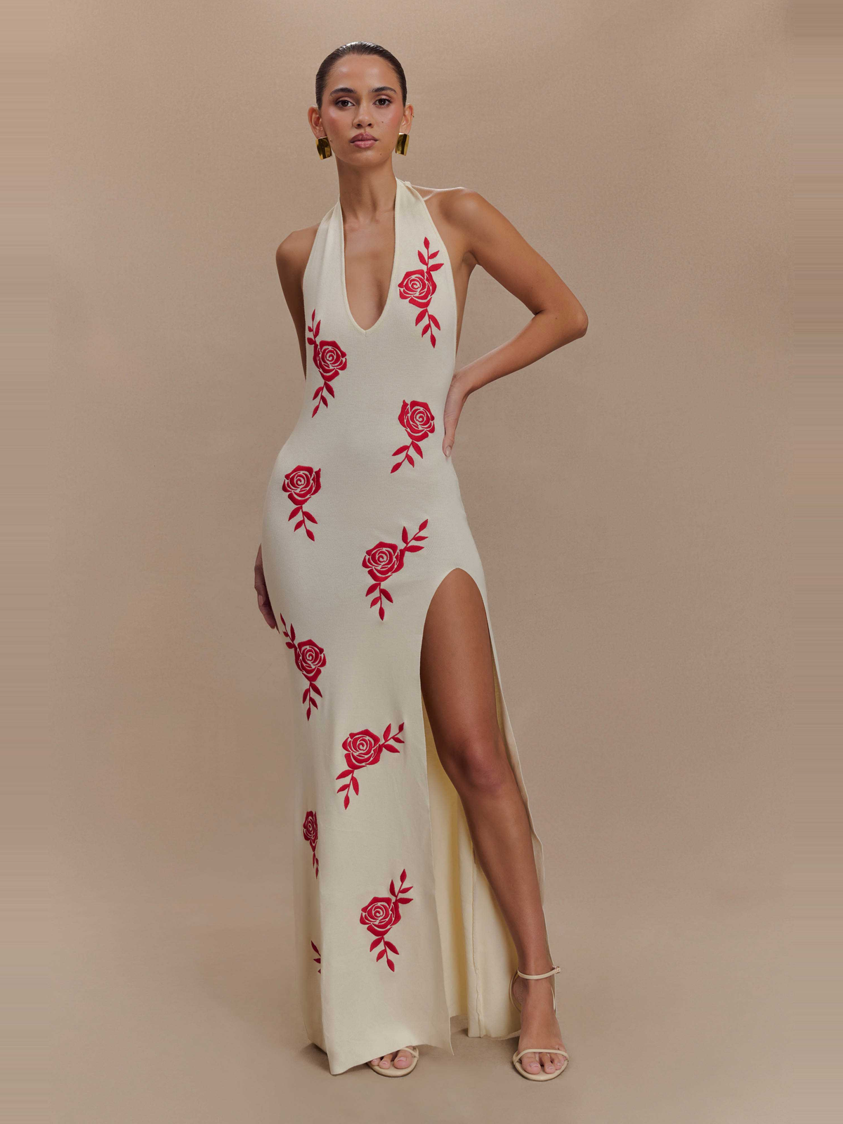 Shiloh Rose Knit Halter Maxi Dress — Svelte Chic