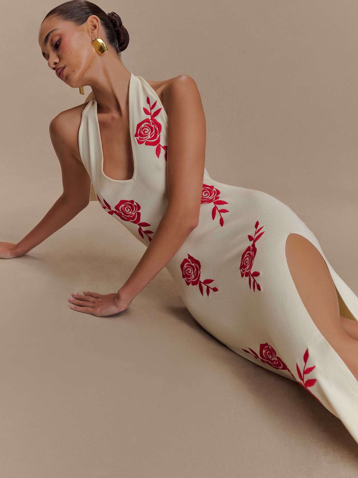 Shiloh Rose Knit Halter Maxi Dress — Svelte Chic