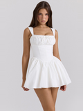 Bow Strap Full Skirt Mini Dress — Svelte Chic