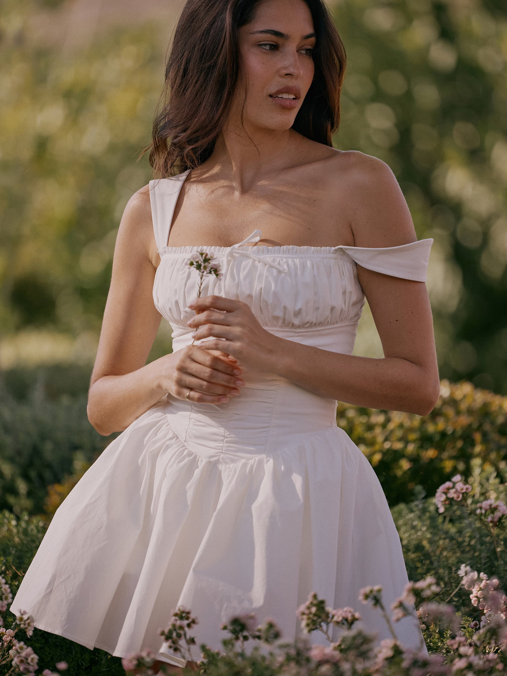 Bow Strap Full Skirt Mini Dress — Svelte Chic