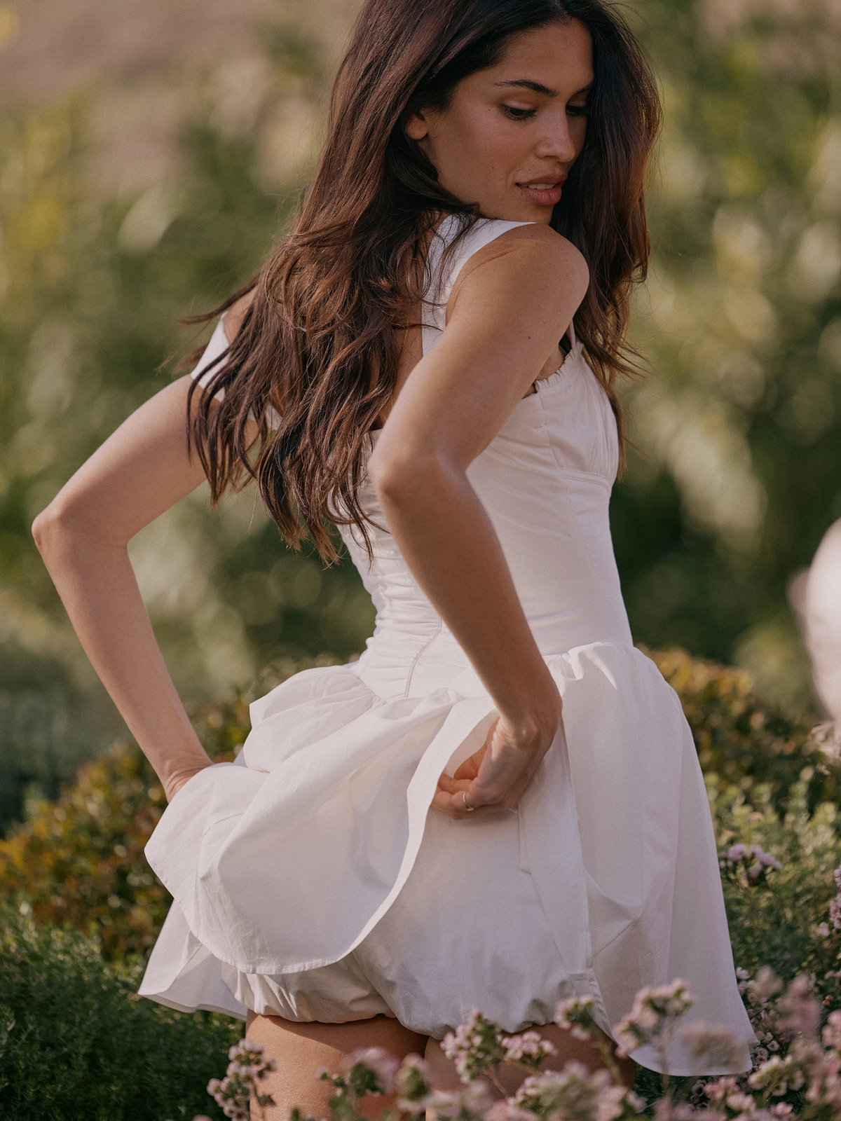 Bow Strap Full Skirt Mini Dress — Svelte Chic